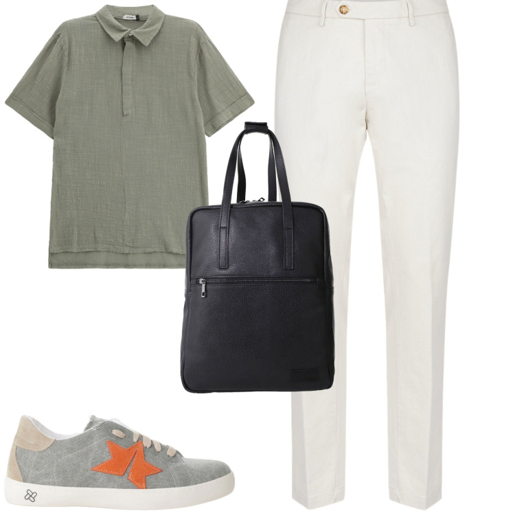 Outfit uomo - Total look #2235513. Stile Urban per Tutti i giorni. Abbinamento con borse sportive, sneakers, polo, pantaloni chino.
