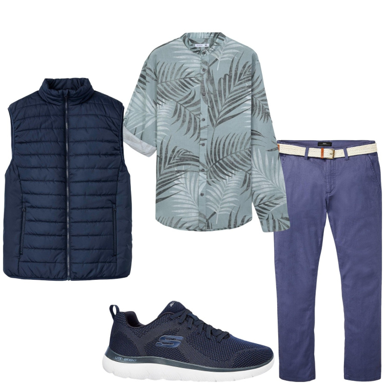 Outfit uomo - Total look #2235518. Stile Casual per Tutti i giorni. Abbinamento con gilet, pantaloni chino, sneakers, camicie.