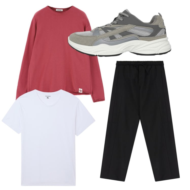 Outfit uomo - City. Stile Casual per Tutti i giorni. Abbinamento con t-shirt, sneakers, felpe, pantaloni cargo.