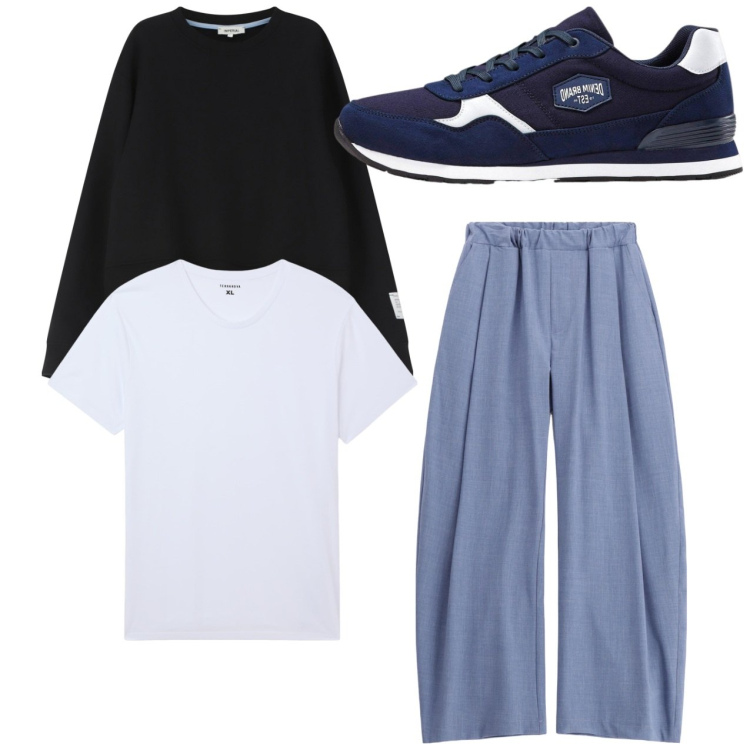 Outfit uomo - City. Stile Casual per Tutti i giorni. Abbinamento con sneakers, t-shirt, felpe, pantaloni.