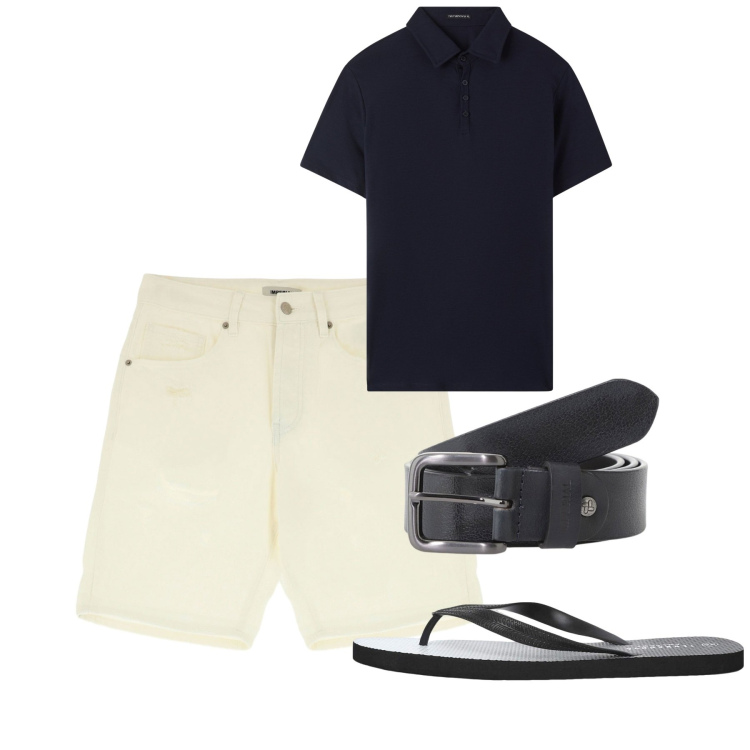 Outfit uomo - Chi ha una vita. Stile Casual per Tutti i giorni. Abbinamento con sandali, polo, cinture, bermuda.