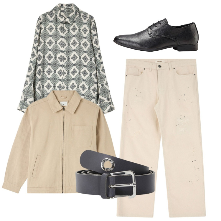 Outfit uomo - City. Stile Casual per Tutti i giorni. Abbinamento con scarpe stringate, giacche, camicie, cinture, pantaloni.