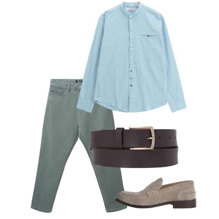 Outfit uomo - Dusty. Stile Casual per Tutti i giorni. Abbinamento con jeans, camicie, scarpe stringate, cinture.