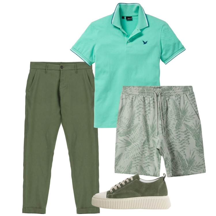 Outfit uomo - City di chi ha una vita. Stile Casual per Tutti i giorni. Abbinamento con polo, costumi, sneakers, pantaloni.