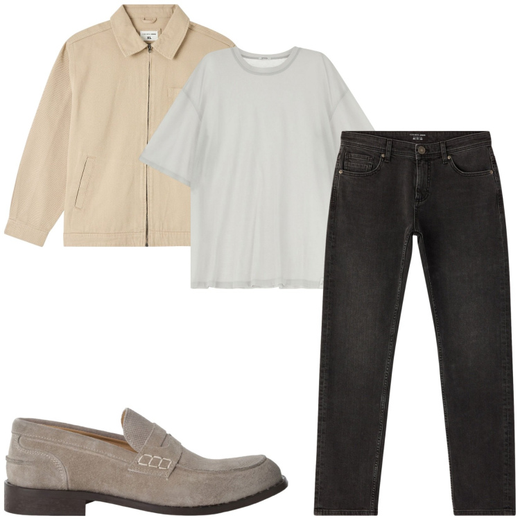 Outfit uomo - Total look #2235582. Stile Casual per Tutti i giorni. Abbinamento con giacche, jeans, t-shirt, scarpe stringate.