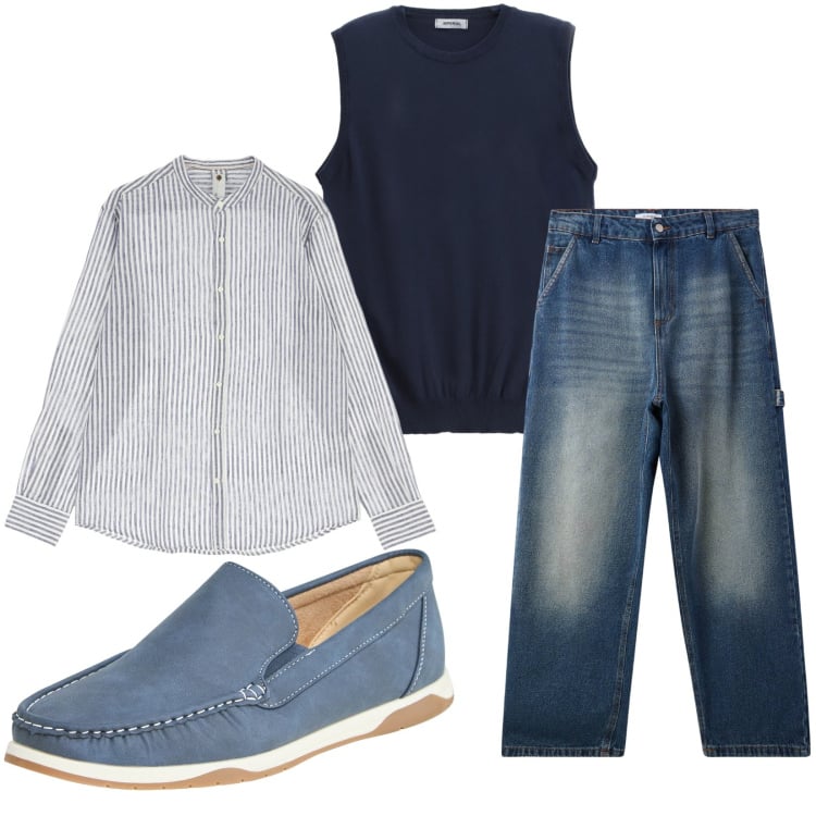 Outfit uomo - Total look #2235643. Stile Casual per Tutti i giorni. Abbinamento con scarpe stringate, jeans, camicie, maglieria.