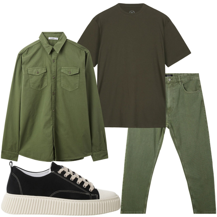 Outfit uomo - Total look #2235644. Stile Casual per Tutti i giorni. Abbinamento con pantaloni, camicie, sneakers, t-shirt.