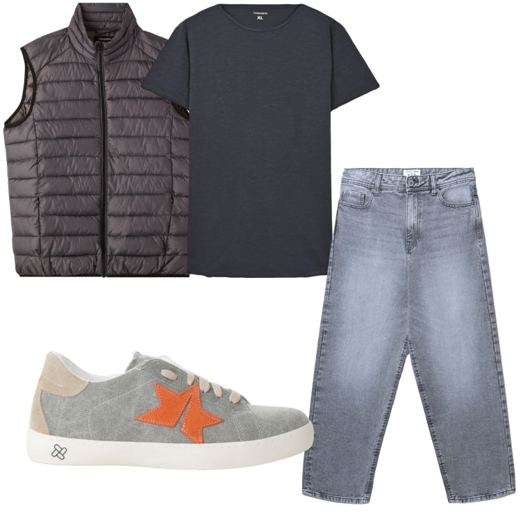 Outfit uomo - Total look #2235647. Stile Casual per Tutti i giorni. Abbinamento con t-shirt, jeans, piumini, sneakers.