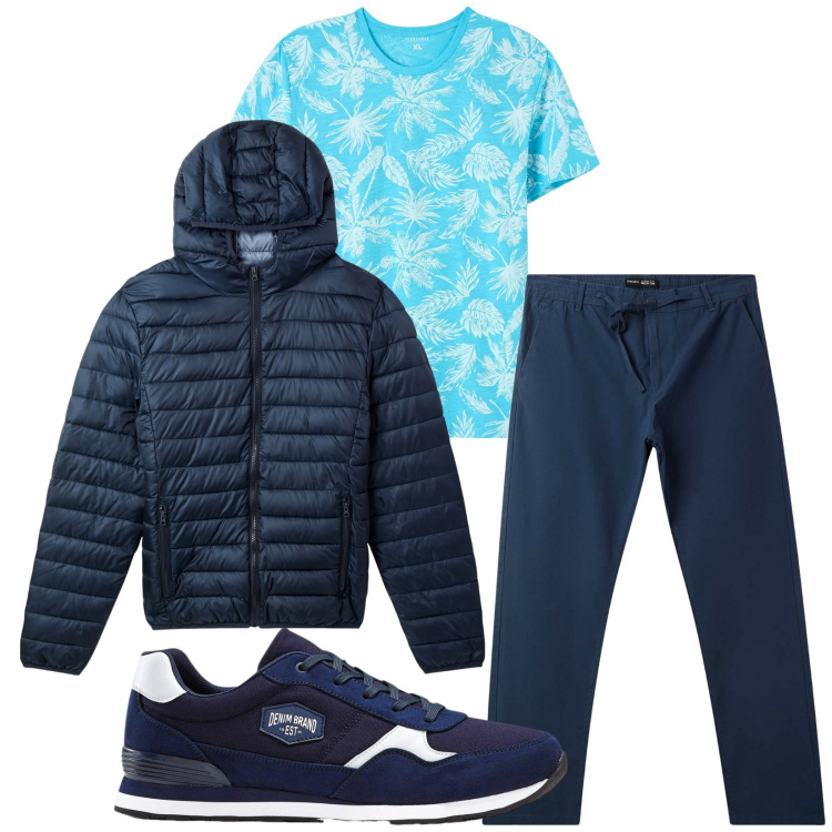 Outfit uomo - Total look #2235685. Stile Casual per Tutti i giorni. Abbinamento con sneakers, t-shirt, piumini, pantaloni chino.