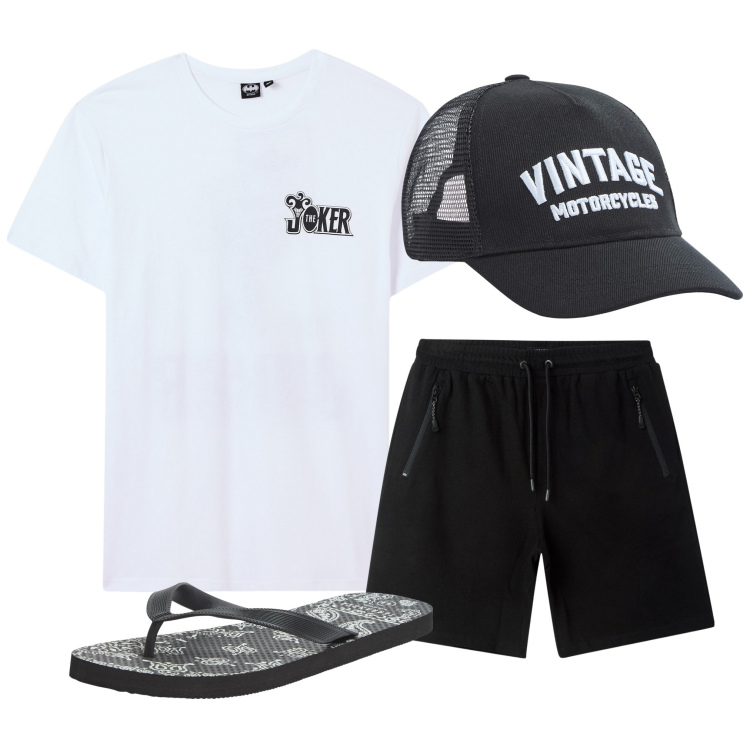 Outfit uomo - In vacanza. Stile Casual per Mare. Abbinamento con sandali, t-shirt, bermuda, cappelli.