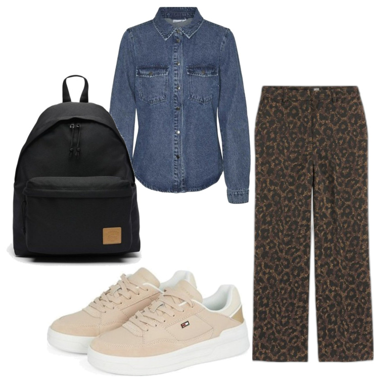 Outfit mujer - Casual look. Estilo Casual para Todos los días. Combinación con sneakers, camisas, pantalones, mochilas.