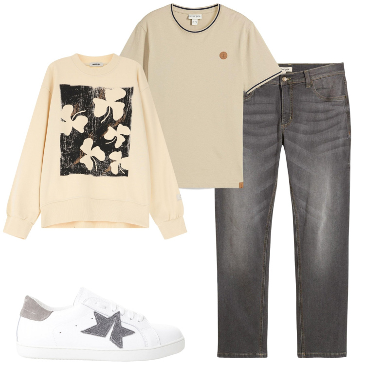Outfit uomo - Total look #2235805. Stile Casual per Tutti i giorni. Abbinamento con jeans dritti, t-shirt, felpe, sneakers.