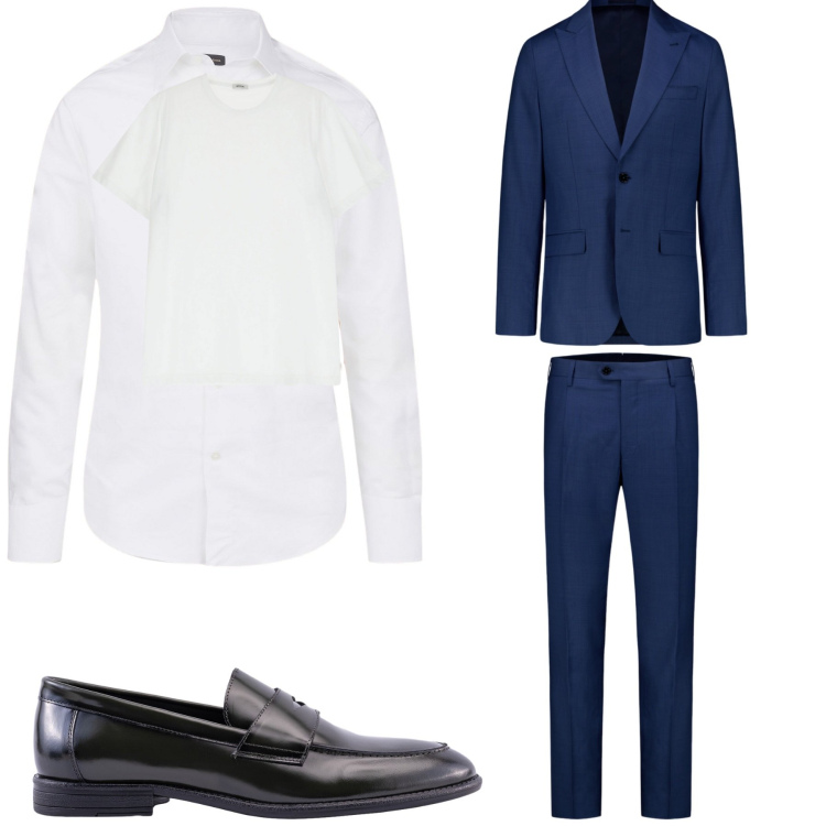 Outfit uomo - Elegante. Stile Business/Elegante per Tutti i giorni. Abbinamento con t-shirt, camicie, abiti, scarpe stringate.