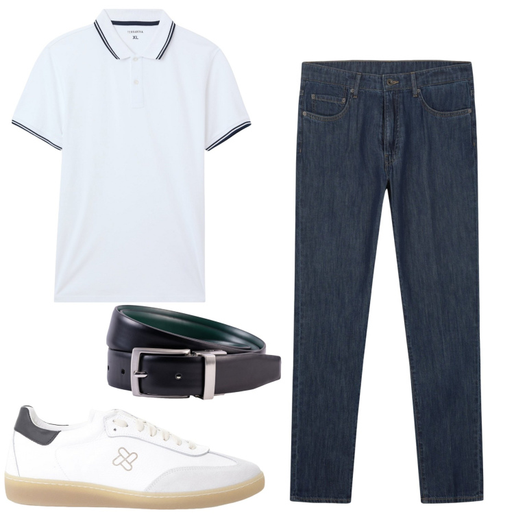 Outfit uomo - Total look #2235826. Stile Casual per Tutti i giorni. Abbinamento con polo, sneakers, jeans, cinture.