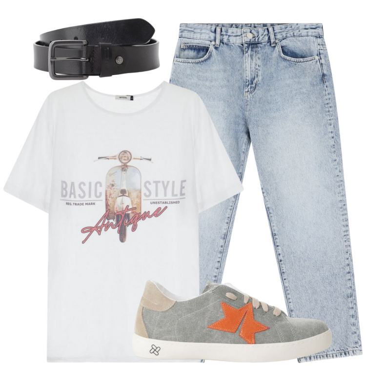 Outfit uomo - Total look #2235840. Stile Casual per Tutti i giorni. Abbinamento con jeans dritti, cinture, sneakers, t-shirt.