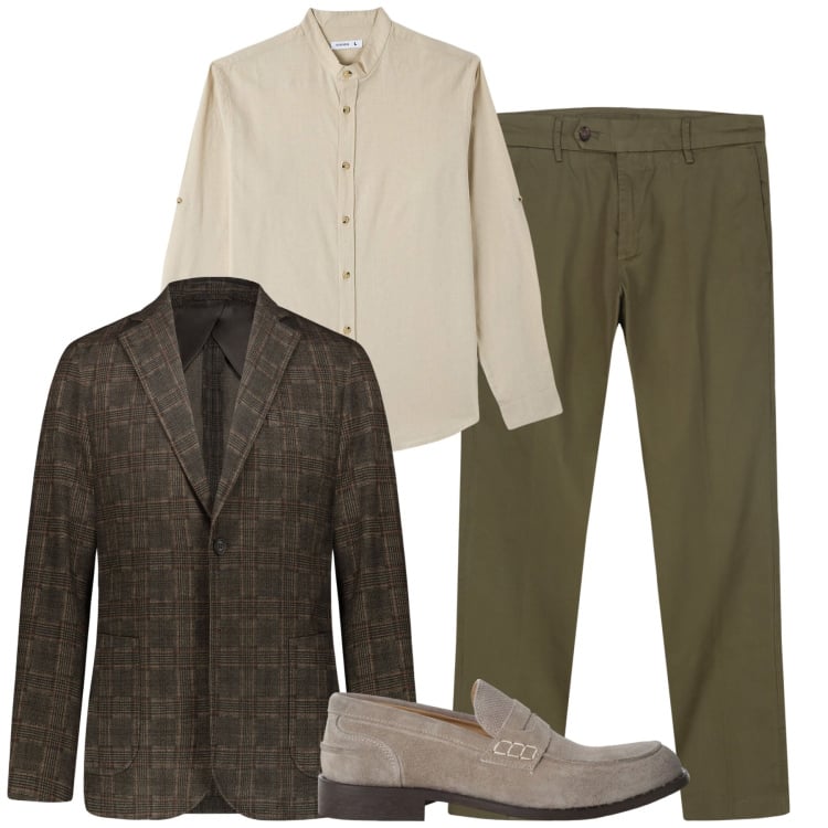 Outfit uomo - Total look #2235850. Stile Urban per Tutti i giorni. Abbinamento con camicie, scarpe stringate, giacche, pantaloni chino.