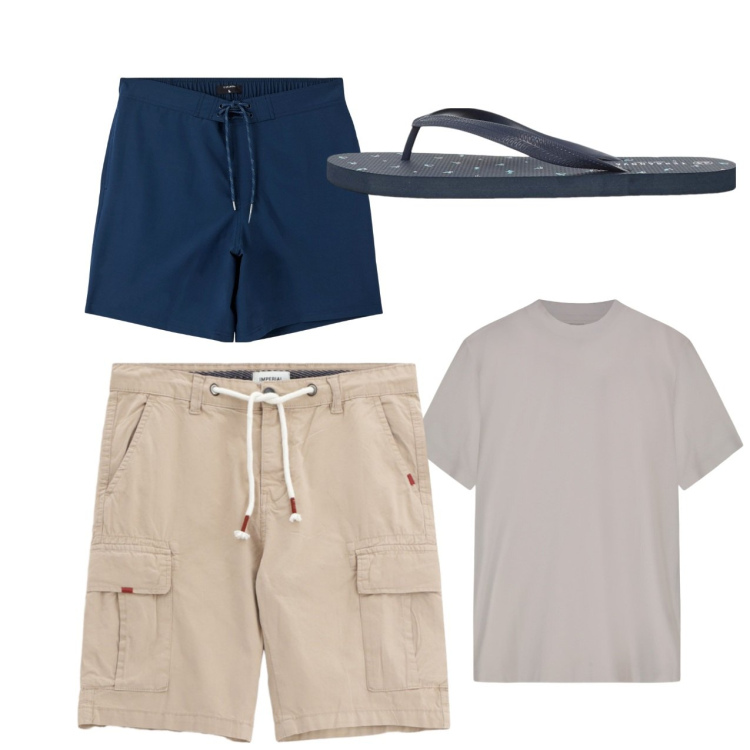 Outfit uomo - Total look #2235886. Stile Casual per Tutti i giorni. Abbinamento con costumi, sandali, bermuda, t-shirt.