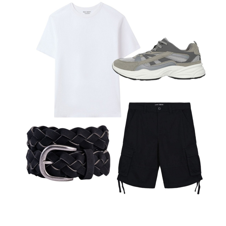 Outfit uomo - Total look #2235903. Stile Casual per Tutti i giorni. Abbinamento con sneakers, t-shirt, bermuda, cinture.