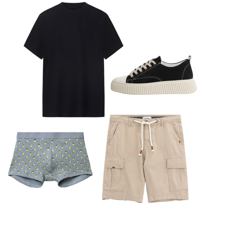Outfit uomo - Total look #2235934. Stile Casual per Tutti i giorni. Abbinamento con boxer, sneakers, bermuda, t-shirt.