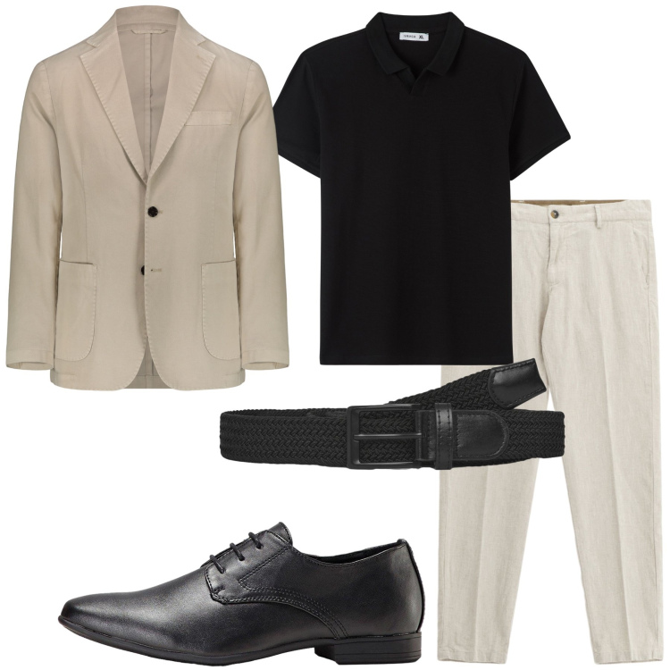 Outfit uomo - Settembre in ufficio. Stile Business/Elegante per Ufficio. Abbinamento con scarpe stringate, cinture, polo, pantaloni chino, giacche.