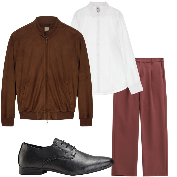 Outfit uomo - Total look #2235951. Stile Casual per Ufficio. Abbinamento con scarpe stringate, camicie, pantaloni, giacche.