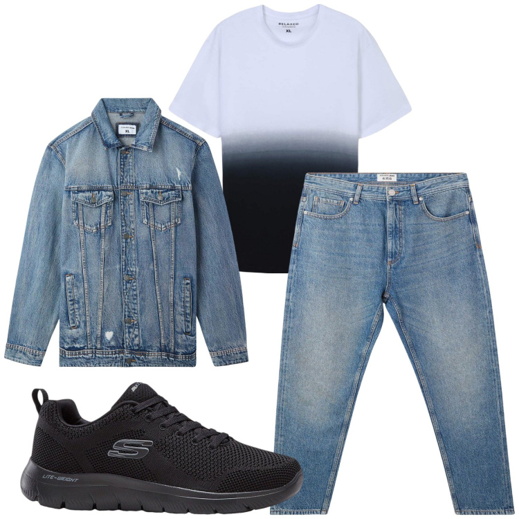 Outfit uomo - Total look #2235971. Stile Casual per Tutti i giorni. Abbinamento con sneakers, giacche, jeans, t-shirt.