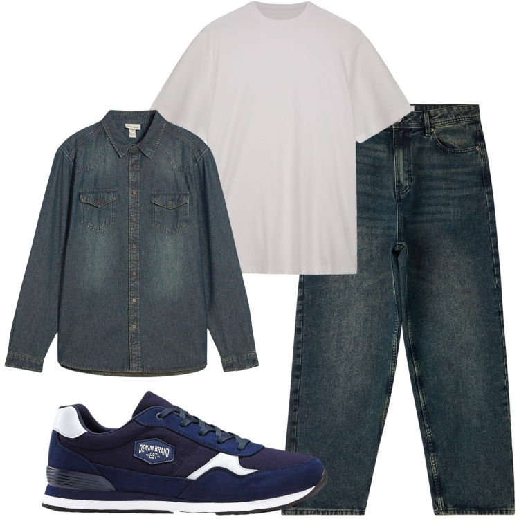 Outfit uomo - Total look #2235991. Stile Casual per Tutti i giorni. Abbinamento con sneakers, camicie, jeans, t-shirt.