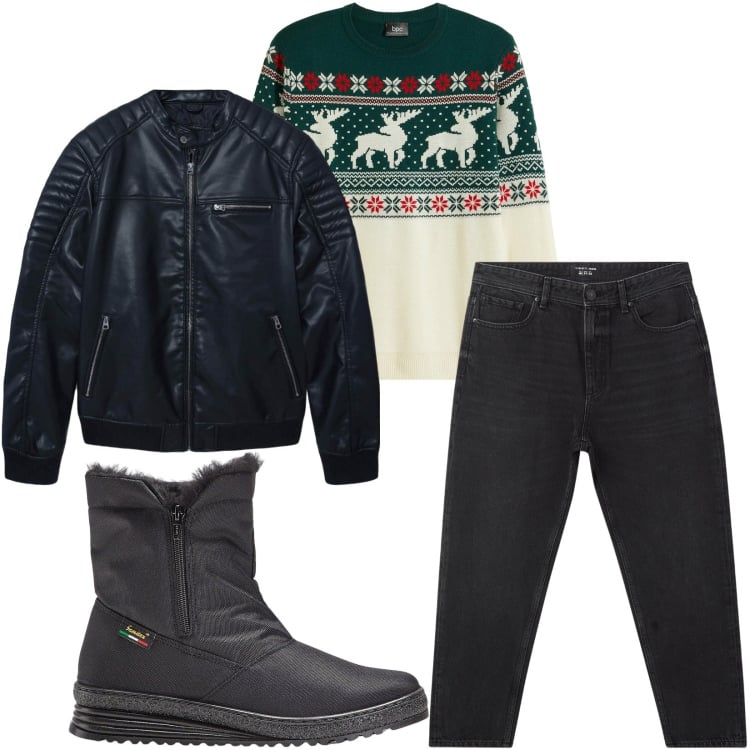 Outfit uomo - Total look #2235996. Stile Urban per Tutti i giorni. Abbinamento con stivali e stivaletti, maglieria, giacche, jeans.