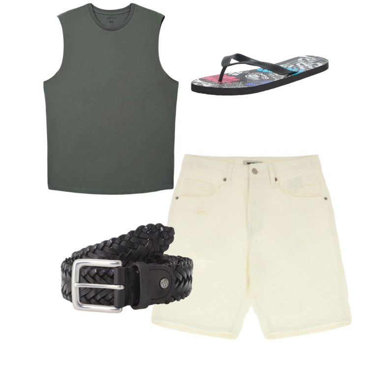 Outfit uomo - Total look #2236006. Stile Casual per Tutti i giorni. Abbinamento con sandali, canottiere, cinture, bermuda.
