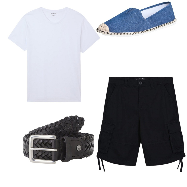 Outfit uomo - Total look #2236011. Stile Casual per Tutti i giorni. Abbinamento con espadrillas, t-shirt, bermuda, cinture.