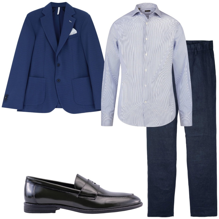 Outfit uomo - Total look #2236023. Stile Business/Elegante per Ufficio. Abbinamento con pantaloni, giacche, camicie, scarpe stringate.