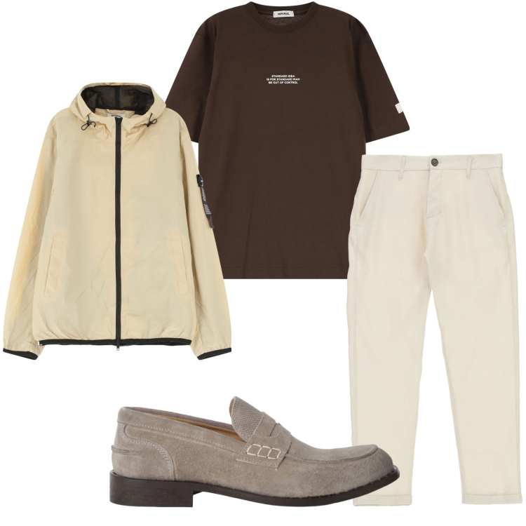 Outfit uomo - Total look #2236032. Stile Casual per Tutti i giorni. Abbinamento con t-shirt, giacche, scarpe stringate, pantaloni.