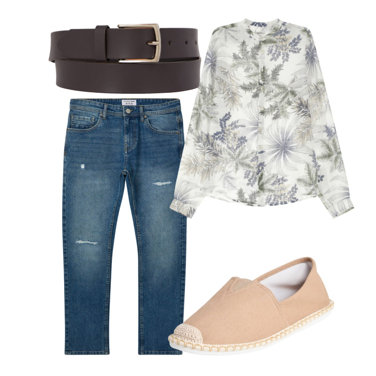 Outfit uomo - Chi ha una vita. Stile Casual per Tutti i giorni. Abbinamento con espadrillas, jeans strappati, camicie, cinture.