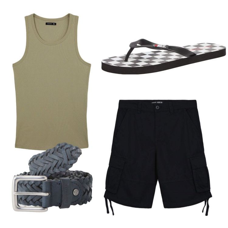 Outfit uomo - Total look #2236056. Stile Casual per Tutti i giorni. Abbinamento con sandali, bermuda, canottiere, cinture.