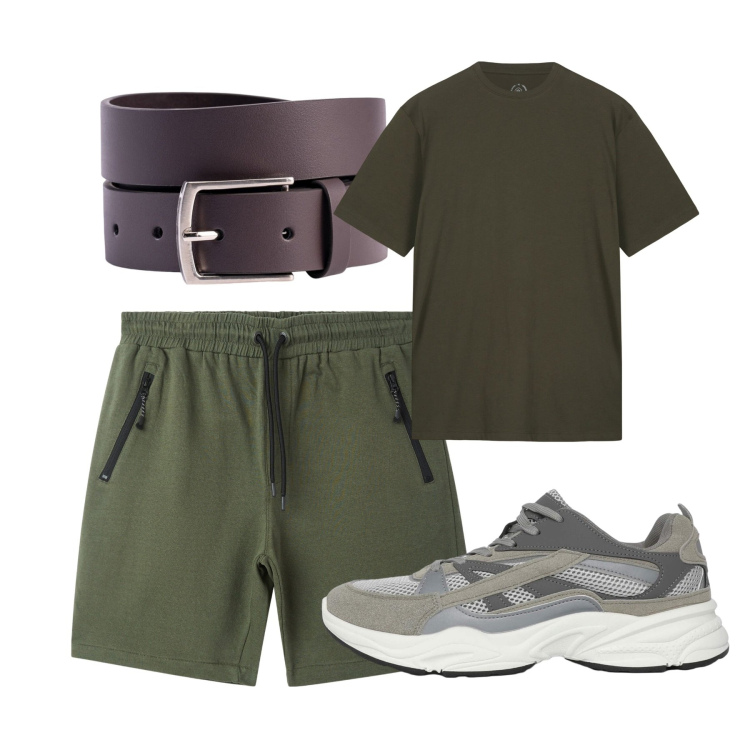 Outfit uomo - Chi ha una vita. Stile Casual per Tutti i giorni. Abbinamento con bermuda, sneakers, cinture, t-shirt.