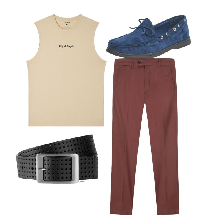 Outfit uomo - Total look #2236089. Stile Casual per Tutti i giorni. Abbinamento con cinture, scarpe stringate, canottiere, pantaloni chino.