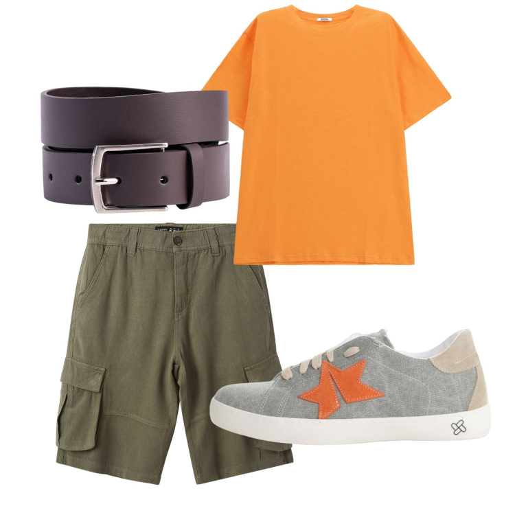 Outfit uomo - Total look #2236090. Stile Casual per Tutti i giorni. Abbinamento con bermuda, sneakers, t-shirt, cinture.