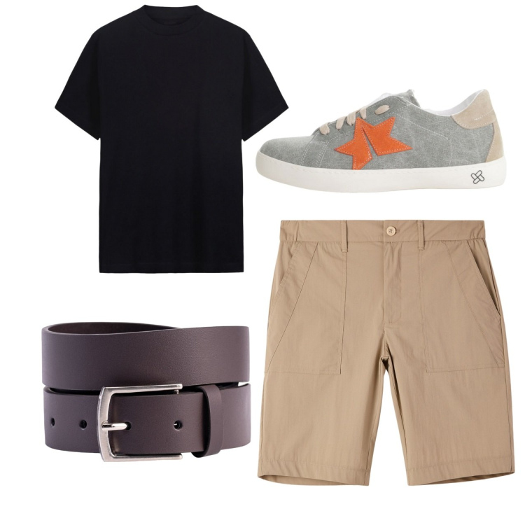 Outfit uomo - Total look #2236095. Stile Casual per Tutti i giorni. Abbinamento con pantaloni corti, sneakers, cinture, t-shirt.
