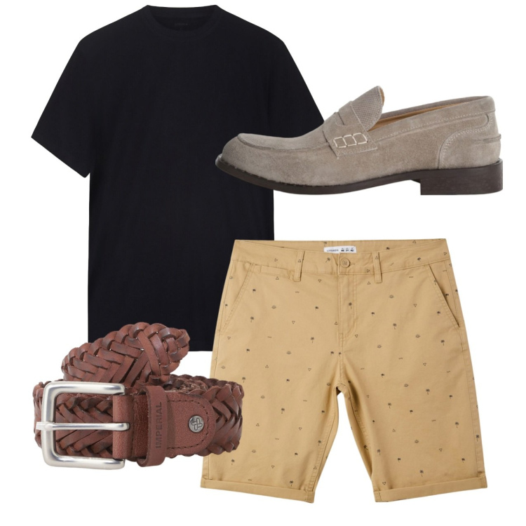 Outfit uomo - Total look #2236117. Stile Casual per Tutti i giorni. Abbinamento con pantaloni corti, cinture, scarpe stringate, t-shirt.