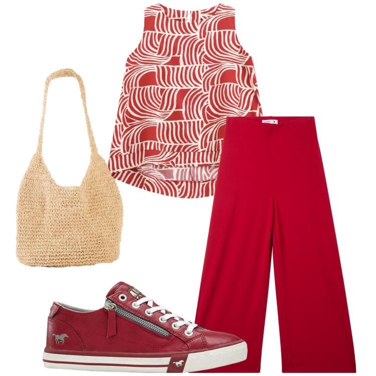 Outfit donna - Total look #2236119. Stile Casual chic per Tutti i giorni. Abbinamento con sneakers, shopping bag, pantaloni culotte, top.