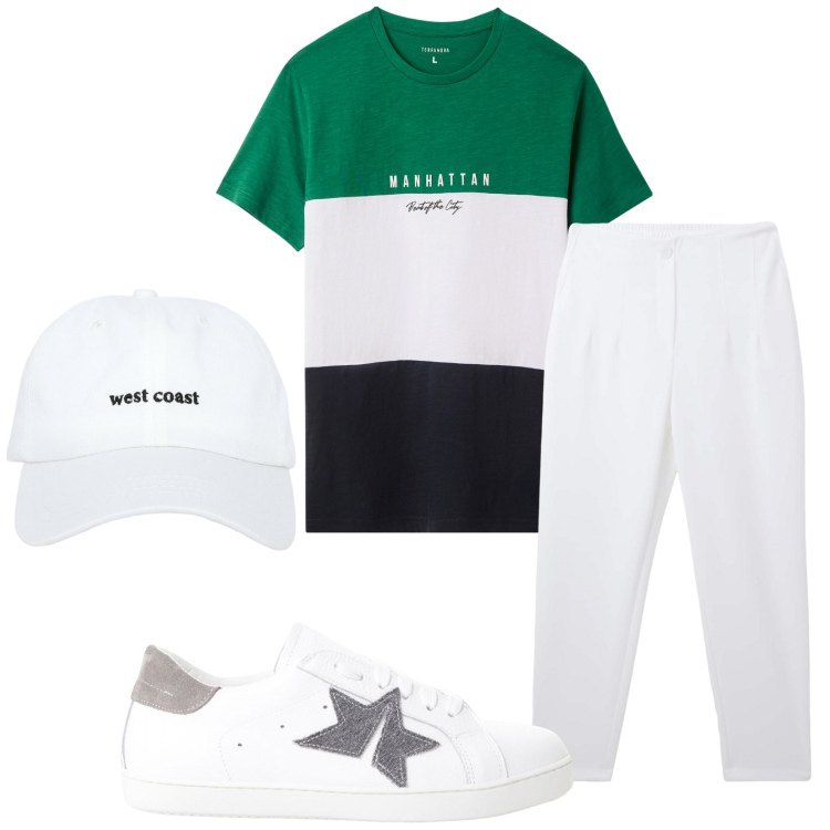 Outfit uomo - Total look #2236127. Stile Casual per Tutti i giorni. Abbinamento con cappelli, pantaloni chino, t-shirt, sneakers.