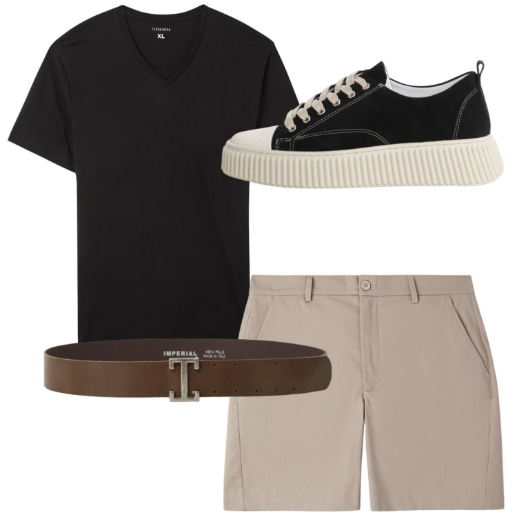 Outfit uomo - Total look #2236128. Stile Casual per Tutti i giorni. Abbinamento con pantaloni corti, t-shirt, sneakers, cinture.