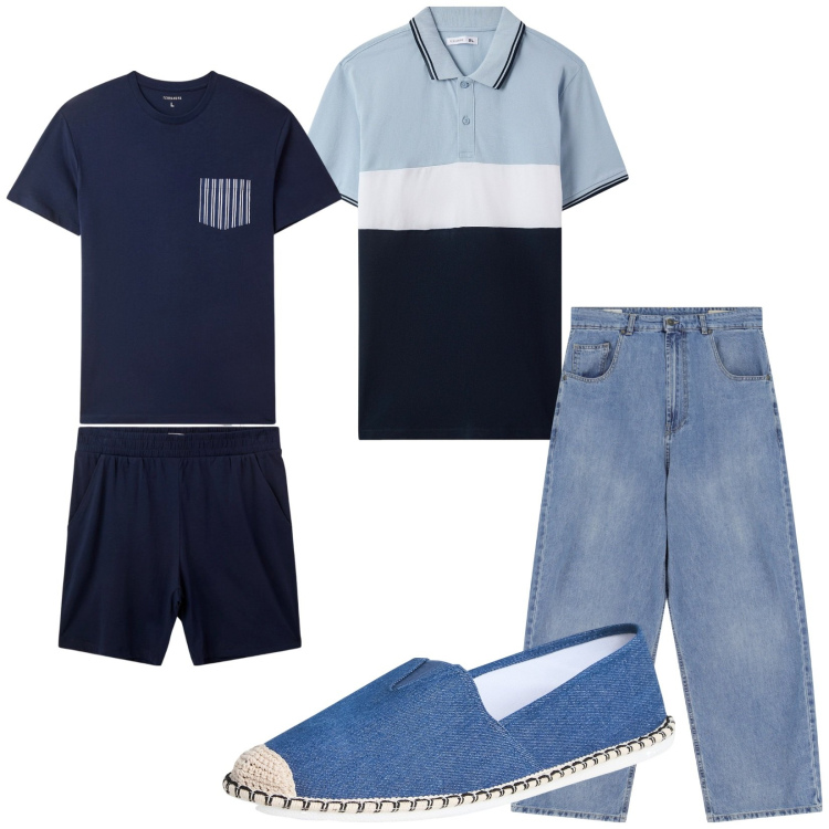 Outfit uomo - Total look #2236129. Stile Casual per Tutti i giorni. Abbinamento con espadrillas, polo, abbigliamento da notte, jeans.