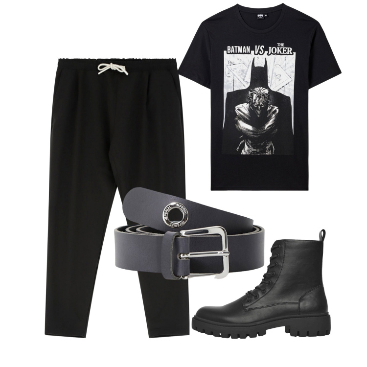 Outfit uomo - Urban. Stile Urban per Tutti i giorni. Abbinamento con t-shirt, anfibi, pantaloni, cinture.