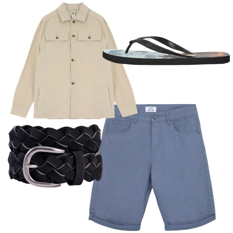Outfit uomo - Total look #2236165. Stile Casual per Tutti i giorni. Abbinamento con sandali, bermuda, camicie, cinture.