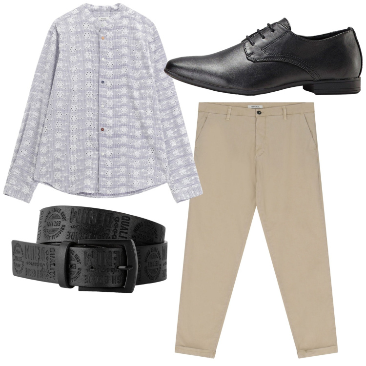Outfit uomo - Total look #2236190. Stile Casual per Tutti i giorni. Abbinamento con scarpe stringate, cinture, pantaloni chino, camicie.