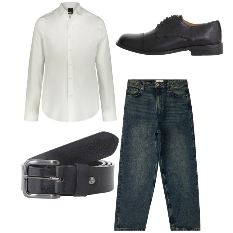 Outfit uomo - Total look #2236199. Stile Trendy per Serata speciale. Abbinamento con jeans, cinture, scarpe stringate, camicie.