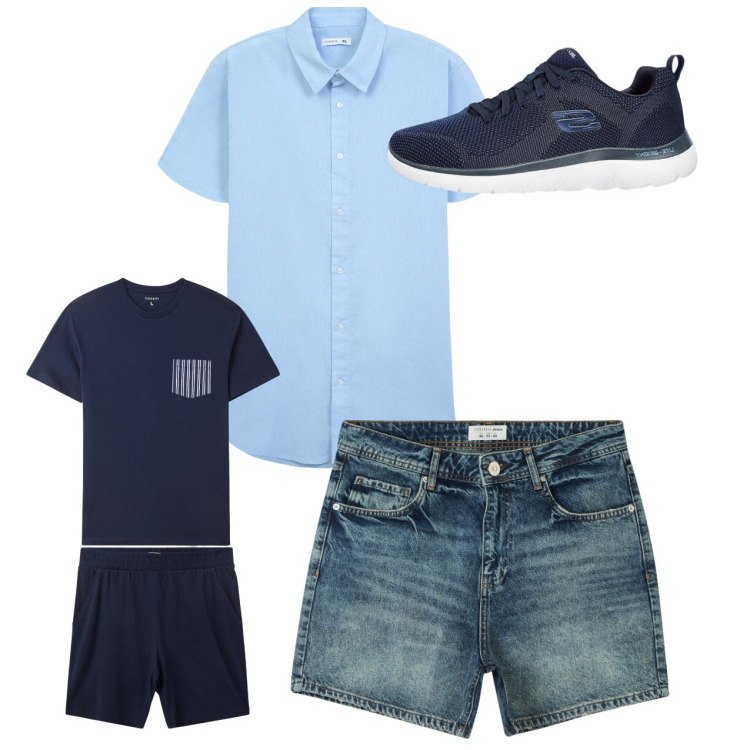 Outfit uomo - Total look #2236234. Stile Casual per Tutti i giorni. Abbinamento con sneakers, shorts, camicie a manica corta, abbigliamento da notte.