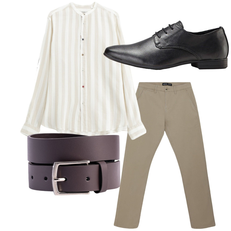 Outfit uomo - Total look #2236300. Stile Casual per Tutti i giorni. Abbinamento con scarpe stringate, pantaloni chino, camicie, cinture.