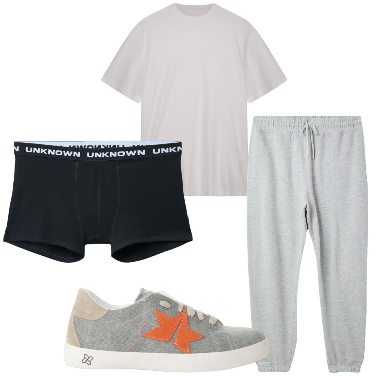 Outfit uomo - Total look #2236344. Stile Casual per Tutti i giorni. Abbinamento con pantaloni, boxer, sneakers, t-shirt.